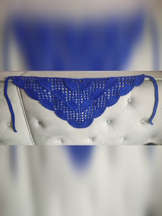 Hand-Crocheted Royal Blue Headscarf